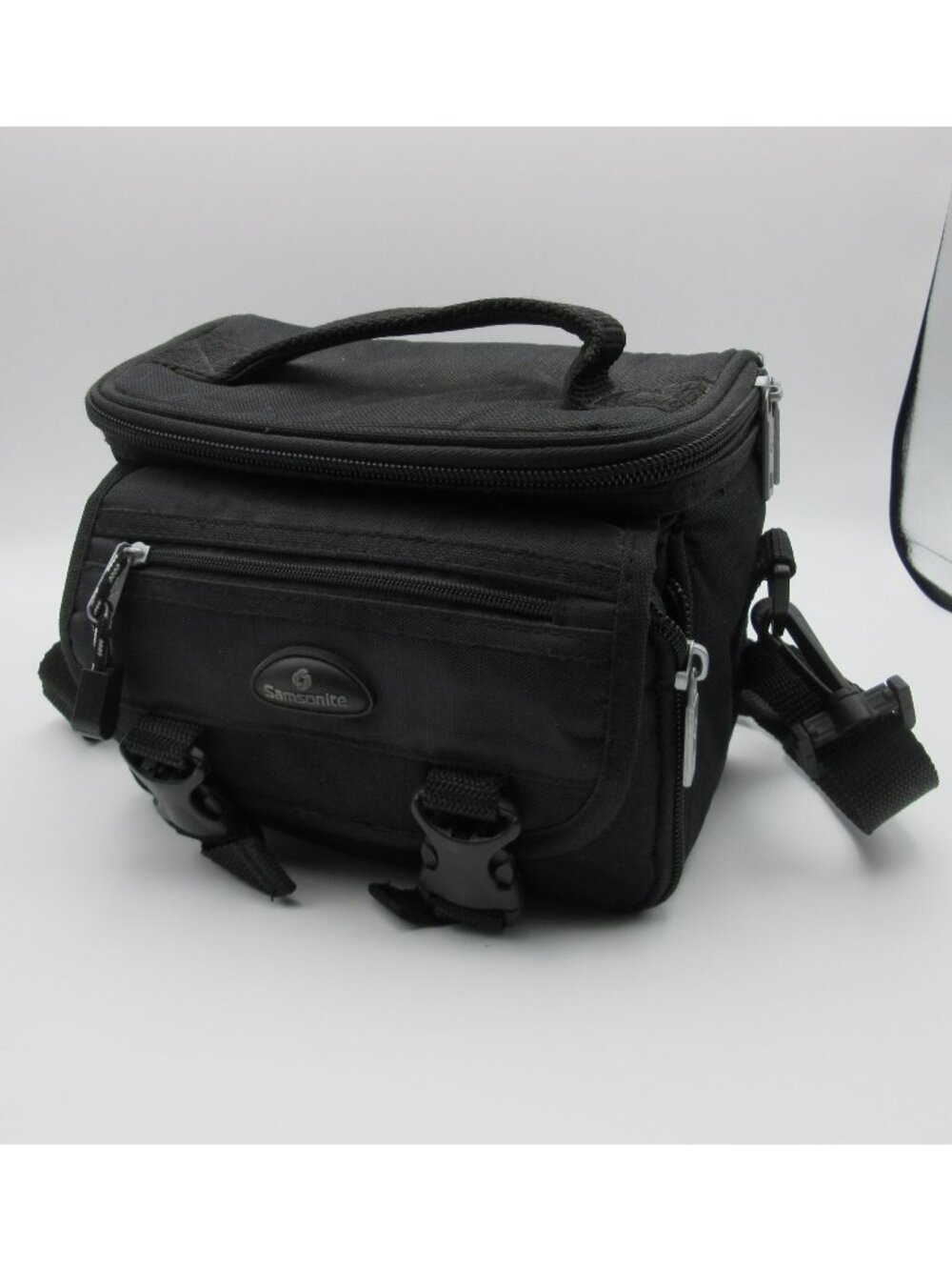 Samsonite Black Padded Camera Bar Camcorder Adjustable Shoulder Strap Pockets